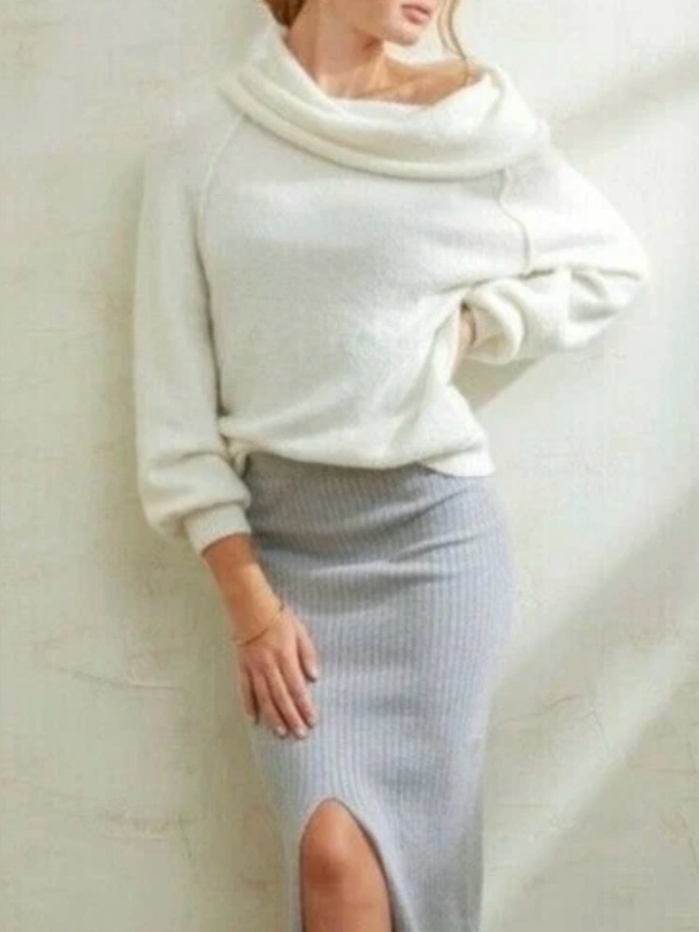 Free People Echo Beach Pullover Ivory Cowl Neck Sweater Women’s Medium M